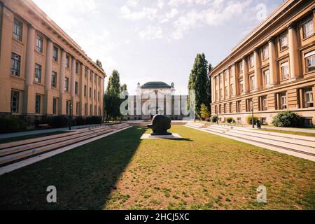 Gebäude des kroatischen Staatsarchivs in Zagreb, Kroatien Stockfoto