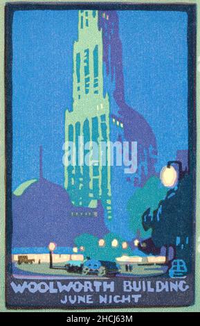 Woolworth Building June Night (1916) aus Postkarten: New York Series I in hoher Auflösung von Rachael Robinson Elmer. Stockfoto