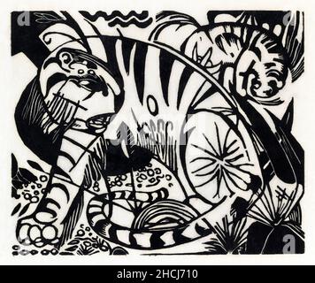 Tiger (1912) Druck in hoher Auflösung von Franz Marc. Stockfoto