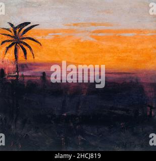 The Sky Simulated by Red Flamingos, Studie für Buch-Verheimlichung der Färbung im Tierreich (1905-1909) von Abbott Handerson Thayer. Stockfoto