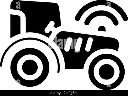 Traktor mit gps-Glyphen-Symboldarstellung Stock Vektor
