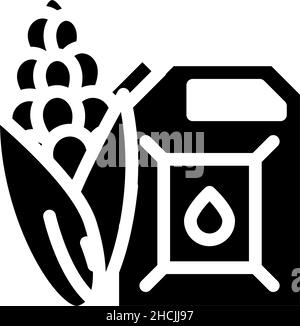 Biokraftstoffe natürliche Glyphen Symbol Vektor Illustration Stock Vektor