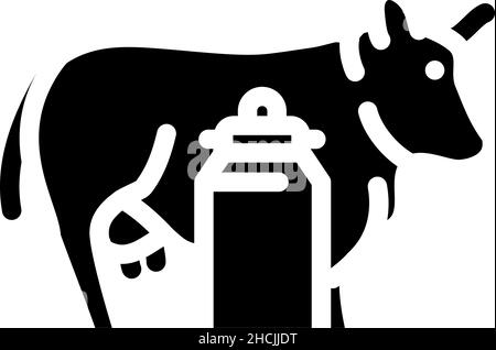 Abbildung des Symbols für Kuh- und Milchglyphen Stock Vektor