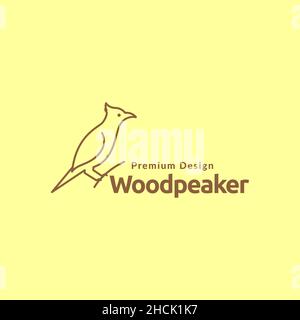 Linie einfach Vogel Specht Logo Design Vektor Grafik Symbol Symbol Zeichen Illustration kreative Idee Stock Vektor