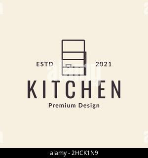 Küche Schrank Linie Hipster Logo Design Vektor Grafik Symbol Symbol Zeichen Illustration kreative Idee Stock Vektor