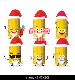 Weihnachtsmann Emoticons mit gelben Lineal Cartoon-Charakter. Vektorgrafik Stock Vektor