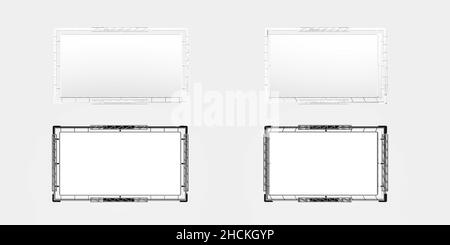 Videoboard-Mockup isoliert auf weißem Hintergrund - 3D Render Stockfoto