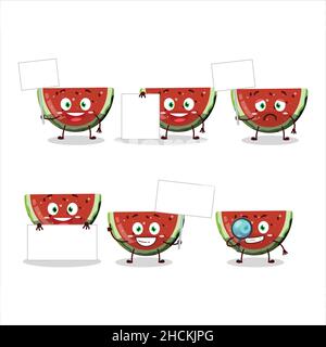 Wassermelone Gummy Süßigkeiten Cartoon Charakter bringen Informationstafel. Vektorgrafik Stock Vektor