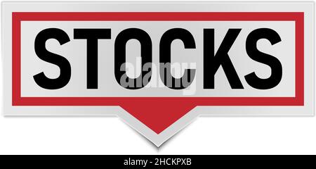 Aktien. Sprechblase Banner. Sticker Design Vorlage Vector EPS 10. Isoliert auf weißem Hintergrund. Stock Vektor