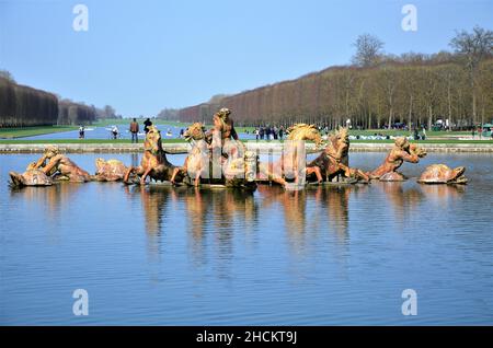 Apollo-Brunnen, zeigt den sonnengott, der seinen Wagen fährt, um den Himmel zu beleuchten, Paris (Frankreich) Stockfoto