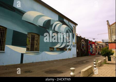 Europa, Italia, Lombardia, Mailand, Street Art im Stadtteil Bovisa. Stockfoto