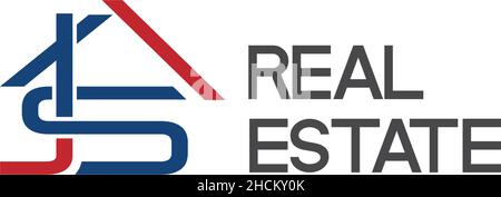 Modernes erstes JS-IMMOBILIENHAUS-Logo-Design Stock Vektor