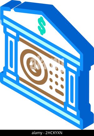 Zahlen Sie passive Einkünfte aus der isometrischen Symboldarstellung der Bank ein Stock Vektor