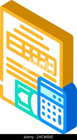 Abbildung des isometrischen Symbolvektors für den Bericht „Einkommensgeld“ Stock Vektor