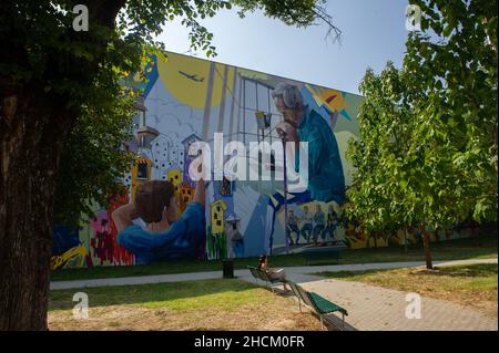 Taly, Mailand - Straße ar Progetto necesse in der Via Ludovico di Breme Stockfoto