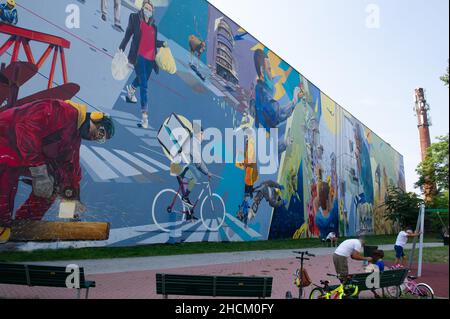 Taly, Mailand - Straße ar Progetto necesse in der Via Ludovico di Breme Stockfoto