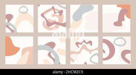 Design für zeitlose Social-Media-Geschichten im Boho-Stil mit abstrakten Formen. Stock Vektor