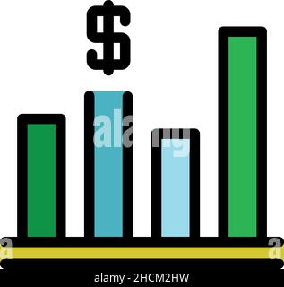 Symbol für Gewinntabelle. Kontur Gewinndiagramm Vektor Symbol Farbe flach isoliert Stock Vektor