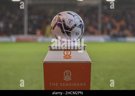 Blackpool, Großbritannien. 29th Dez 2021. Matchball in Blackpool, Vereinigtes Königreich am 12/29/2021. (Foto von Mark Cosgrove/News Images/Sipa USA) Quelle: SIPA USA/Alamy Live News Stockfoto