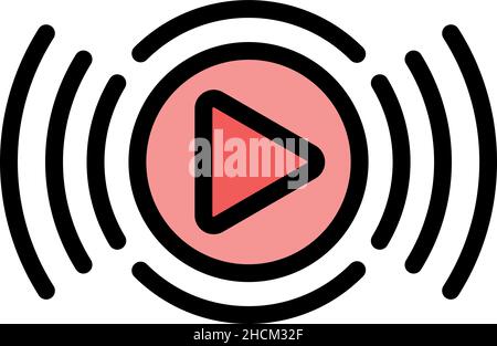 Symbol für die Wiedergabe des Kurses. Kontur spielen Kurs Vektor Symbol Farbe flach isoliert Stock Vektor