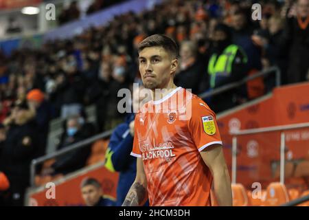 Blackpool, Großbritannien. 29th Dez 2021. Daníel Grétarsson #23 of Blackpool in Blackpool, Vereinigtes Königreich am 12/29/2021. (Foto von Mark Cosgrove/News Images/Sipa USA) Quelle: SIPA USA/Alamy Live News Stockfoto