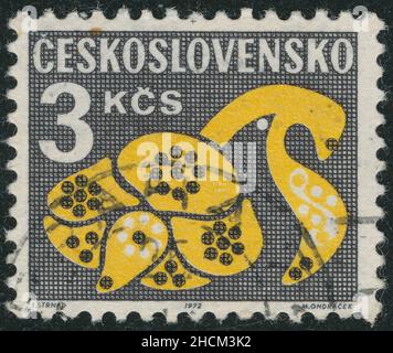 POLTAVA, UKRAINE - 30. Dezember 2021. Vintage-Stempel, der um 1972 in der Tschechoslowakei gedruckt wurde, zeigt Blumenschmuck Stockfoto