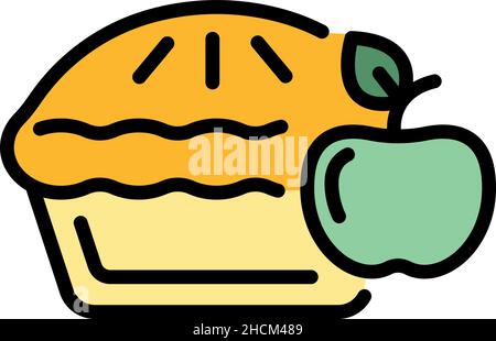 Home Apfelkuchen-Symbol. Kontur Hause Apfelkuchen Vektor Symbol Farbe flach isoliert Stock Vektor