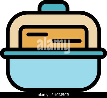 Lunchbox-Symbol. Kontur Lunch Box Vektor Symbol Farbe flach isoliert Stock Vektor