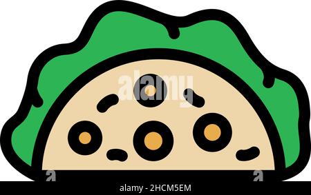 Symbol für Taco-Küche. Umriss Taco Lebensmittel Vektor Symbol Farbe flach isoliert Stock Vektor