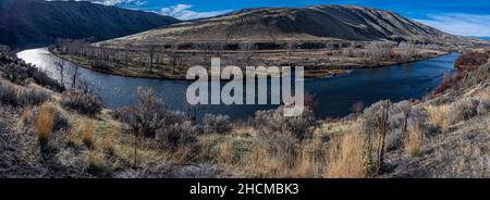 Yakima River Canyon im Herbst, WA Stockfoto