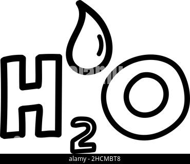 Handgezeichnete chemische Formel von Wasser-Symbol in Doodle-Stil isoliert Stock Vektor