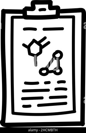 Handgezeichneter chemischer Bericht auf Papiersymbol im Doodle-Stil isoliert Stock Vektor