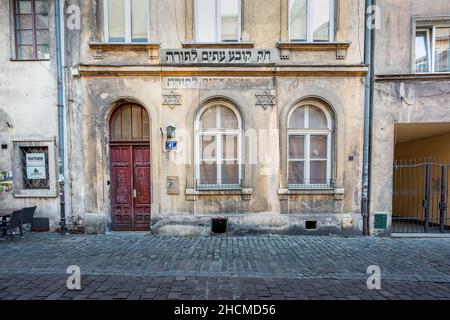 Ehemalige Synagoge Kowea ITIM le-Tora im jüdischen Viertel Krakau (Kazimierz) - Krakau, Polen Stockfoto