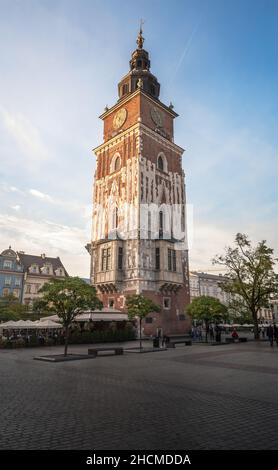 Rathausturm am Hauptmarkt - Krakau, Polen Stockfoto