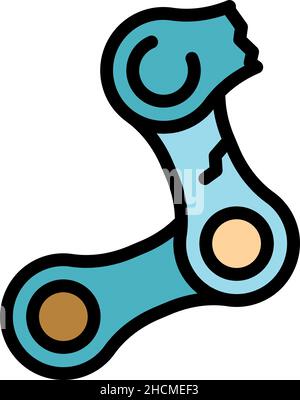 Symbol für Fahrradreparaturkette. Umriss Fahrrad Reparatur Kette Vektor Symbol Farbe flach isoliert Stock Vektor