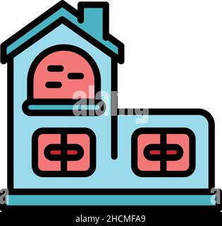 Symbol für das Rauchhaus zu Hause. Kontur Haus Smokehouse Vektor Symbol Farbe flach isoliert Stock Vektor