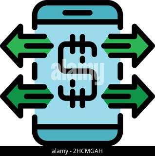 Symbol für Online-Monetarisierung. Umriss online Monetarisierung Vektor Symbol Farbe flach isoliert Stock Vektor