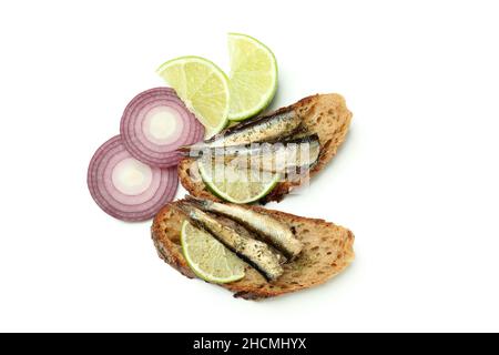 Sandwiches mit Sprossen isoliert auf weißem Hintergrund Stockfoto