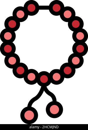 Türkisches Rosenkranzsymbol. Umriss türkischer Rosenkranz Vektor Symbol Farbe flach isoliert Stock Vektor