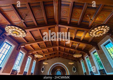 Warteraum des Railroad Union Station in Los Angeles, Kalifornien, USA Stockfoto
