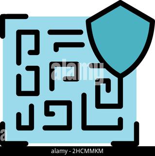 Gesichertes Barcode-Symbol. Kontur gesichert Barcode Vektor Symbol Farbe flach isoliert Stock Vektor