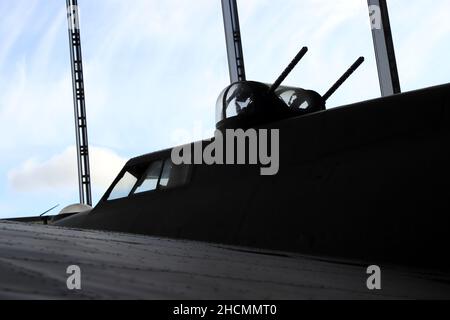 Oberer Turm auf einem B17 Flying Fortess Stockfoto