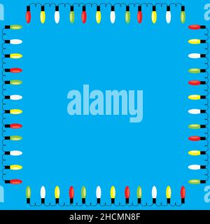 Rahmen der bunten Glühbirnen des neuen Jahres Stockfoto