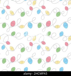 Nahtloses Muster aus bunten Weihnachtslampen zum Jahreswechsel. Stock Vektor