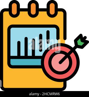Symbol für die Glaubwürdigkeit des Kalenderziels. Skizzieren Kalender Ziel Glaubwürdigkeit Vektor Symbol Farbe flach isoliert Stock Vektor