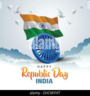 Alles gute zum tag der republik Indien. 26 Januar Hintergrund. vektor Illustration Design Stock Vektor