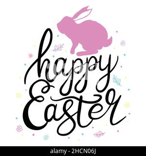 Hand skizziert Frohe Ostern Text. Gezeichnete Auferstehung Sonntag Postkarte, Karte, Einladung, Poster, Banner Vorlage Schriftzug Typografie. Frohe Festtage Stock Vektor