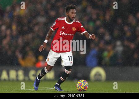 Fred of Manchester United - Norwich City / Manchester United, Premier League, Carrow Road, Norwich, Großbritannien - 11th. Dezember 2021 nur zur redaktionellen Verwendung - es gelten DataCo-Einschränkungen Stockfoto