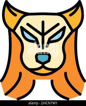 Symbol für Tierwolf. Kontur Tier Wolf Vektor Symbol Farbe flach isoliert Stock Vektor