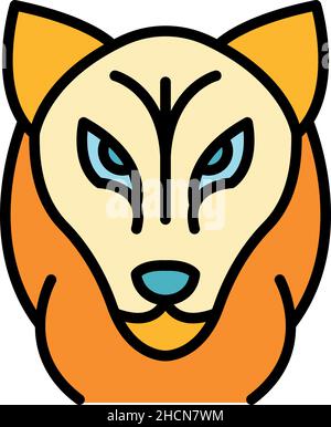 Symbol „Wolf Head“. Kontur Wolf Kopf Vektor Symbol Farbe flach isoliert Stock Vektor